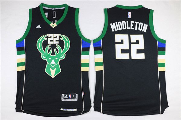 Men Milwaukee Bucks #22 Middleton Black Adidas NBA Jersey->milwaukee bucks->NBA Jersey